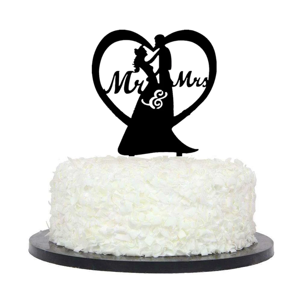 Cake Topper 64 Украшения на свадебный торт, фигурки из черного цвета в виде жениха и невесты Mr Mrs с кошечкой для маленьких собак торт топпера, свадебные Обручение вечерние украшения торта вечерние свадебные сувениры - Цвет: Cake Topper 64