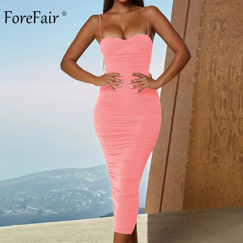 Forefair, сексуальное, миди, вечерние платья, новинка, красное, черное, облегающее, на бретельках, без бретелек, с открытой спиной, с рюшами, длинное, облегающее платье для женщин