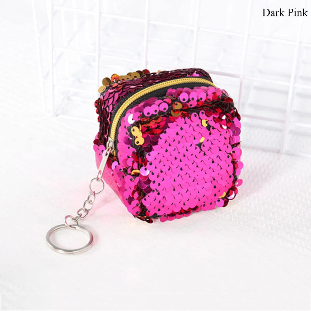 dark pink Новинка, кошелек для монет с фламинго для женщин и девочек, Блестящая Сумочка для монет с блестками, маленький кошелек, мини-кошелек, держатель для карт, сумки для денег, детский подарок - Цвет: dark pink