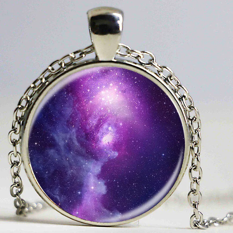 Модное ожерелье с кулоном в виде галактики и туманности стеклянный кабошон