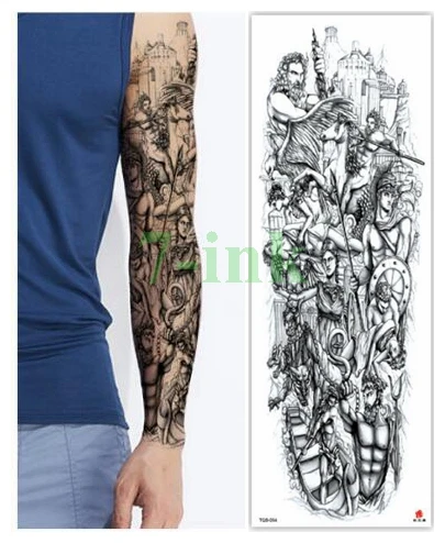 Водостойкая наклейка для татуировок полная рука воин из замка лошадь явелин тату