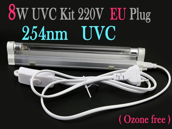 8w 220v ozone free Компактная кварцевая УФ бактерицидная лампа, набор для уничтожения бактериальных клещей, дезодорант, дезодорант, чистящее средство, 4 Вт 6 Вт 8 Вт 15 Вт озон, 110 В, 220 В - Мощность в ваттах: 8w 220v ozone free