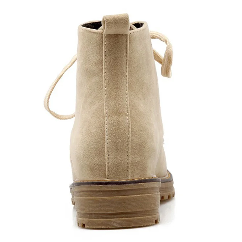 Осенне-зимние женские замшевые ботинки-мартинсы на шнурках повседневная женская