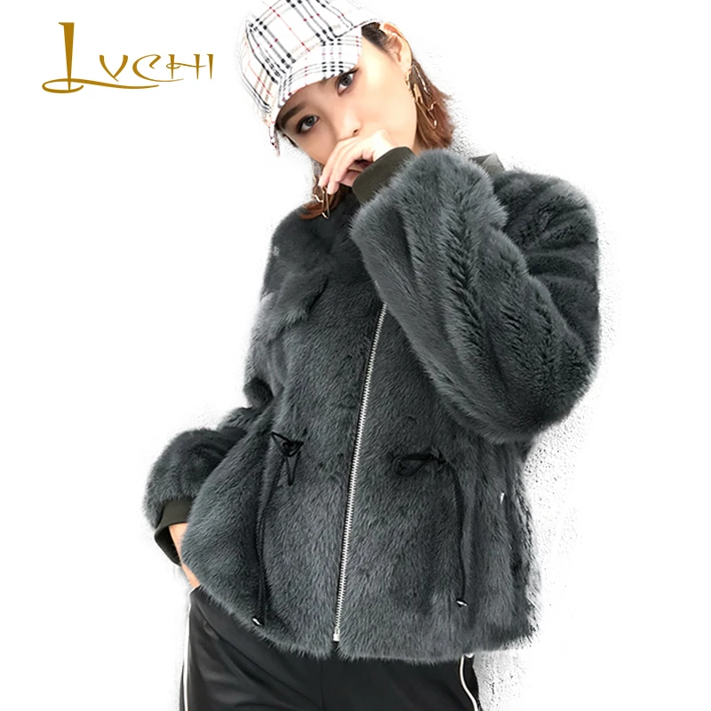 LVCHI 2019 зимняя импортная бархатная норковая шуба в виде лебедя шубы из