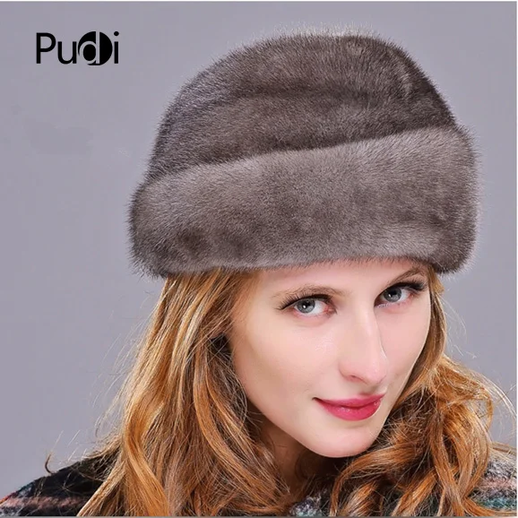 

HM024 women's winter hats Real genuine mink fur hat winter women's warm caps whole piece mink fur hats