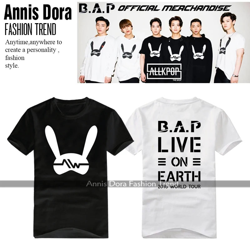 Футболка с коротким рукавом KPOP b. A.P Best Absolute Perfect Zelo Youngjae Jongup Himchan Yongguk Daehyun live on earth