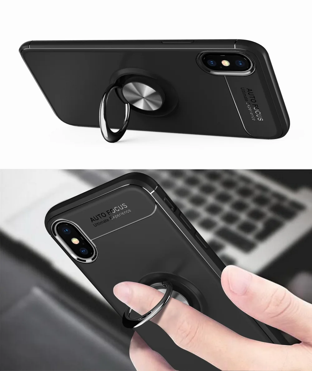 Магнитный чехол держатель для iPhone 7 8 6s plus с вращающимся на 360 градусов кольцом