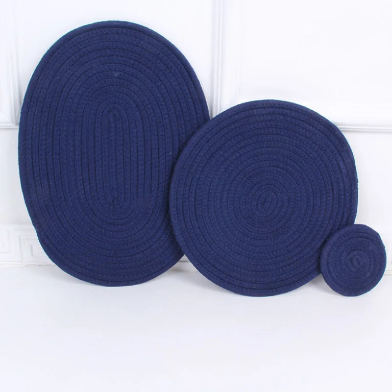 Royal blue Обеденный стол подставка под стаканчик кофейная подставка Западный коврик круглые овальные коврики под тарелки ручной работы защита рабочего стола кухонные аксессуары - Цвет: Royal blue
