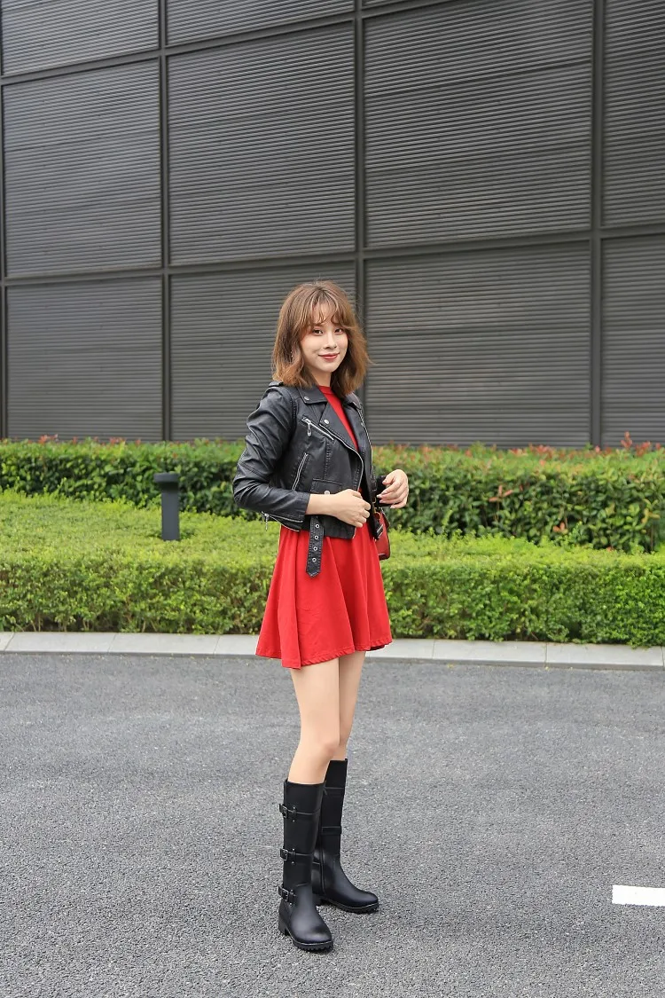 BLXQPYT Hot Sale Spring Autumn Knee High Boots Women Fashion zipper Square Heel Shoes Woman Winter Large Small Size 30-50 H8-1F