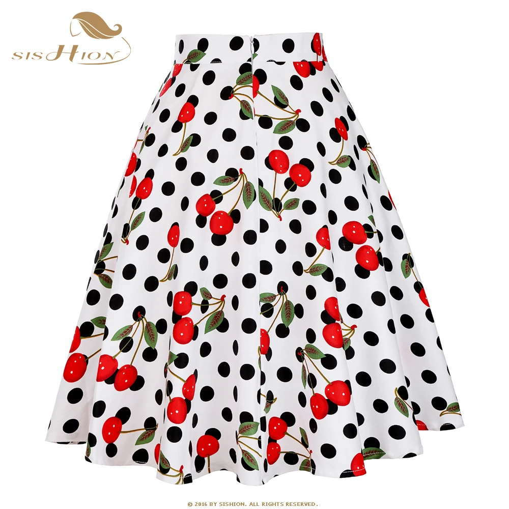 SISHION винтажные женские юбки s VD0020 jupe femme Высокая талия хлопок Свинг Ретро Женская юбка черная клетчатая faldas летняя юбка