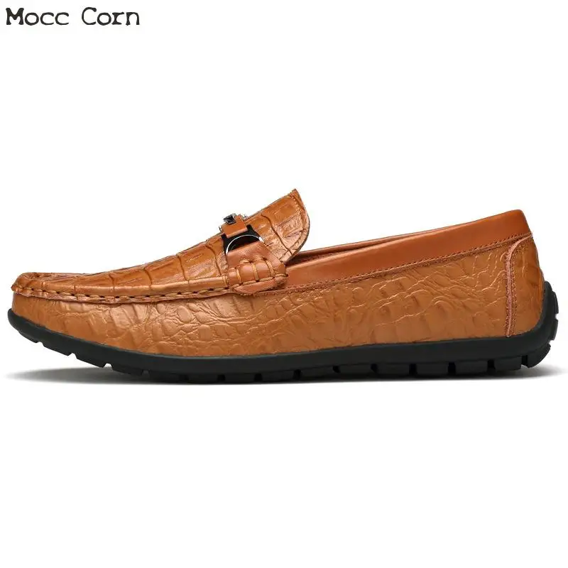 Plus Size 38~47 Men Genuine Leather Loafers Crocodile Shoes Breathable Mens Driving Spring Slip On Flats Moccasins Homme | Обувь