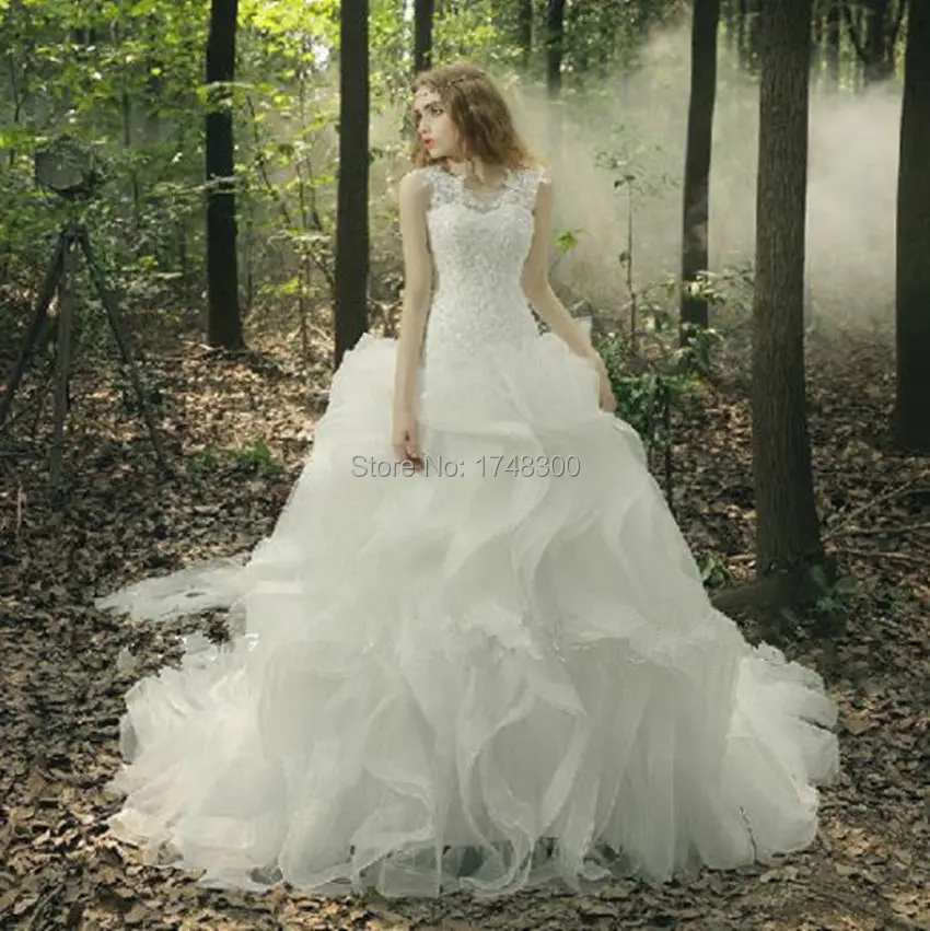 Взлетно-посадочная полоса Длинные Поезд Оборками Из Органзы Романтические