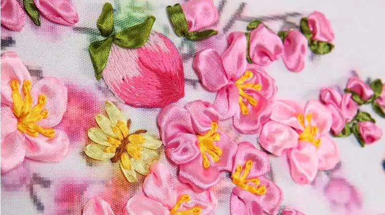 5D DIY шелковая лента вышивания 3D ленты вышитый цветок вышивка крестиком рукоделие Романтический цветы цветочный Картины