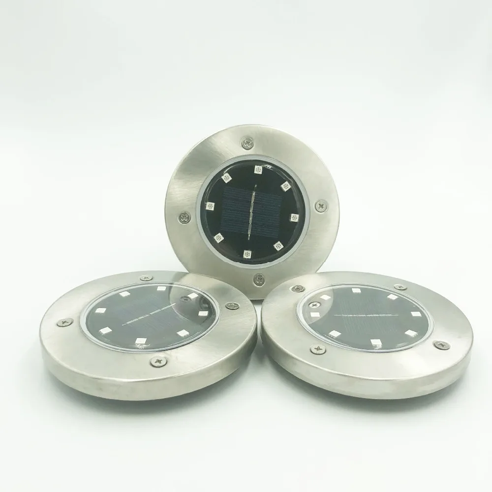 Солнечная приведенная в действие светодиодный подземный светильник RGB 8 s