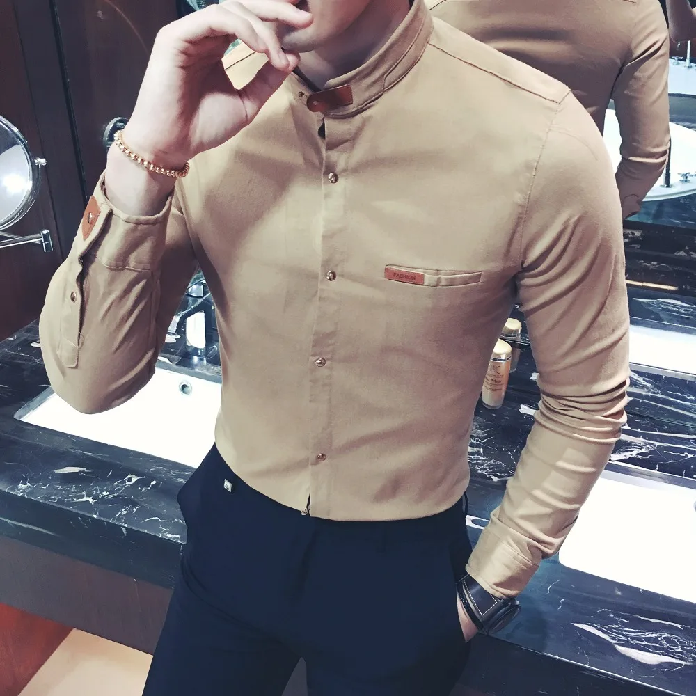 Рубашка мужская с длинным рукавом модная брендовая блуза в деловом стиле
