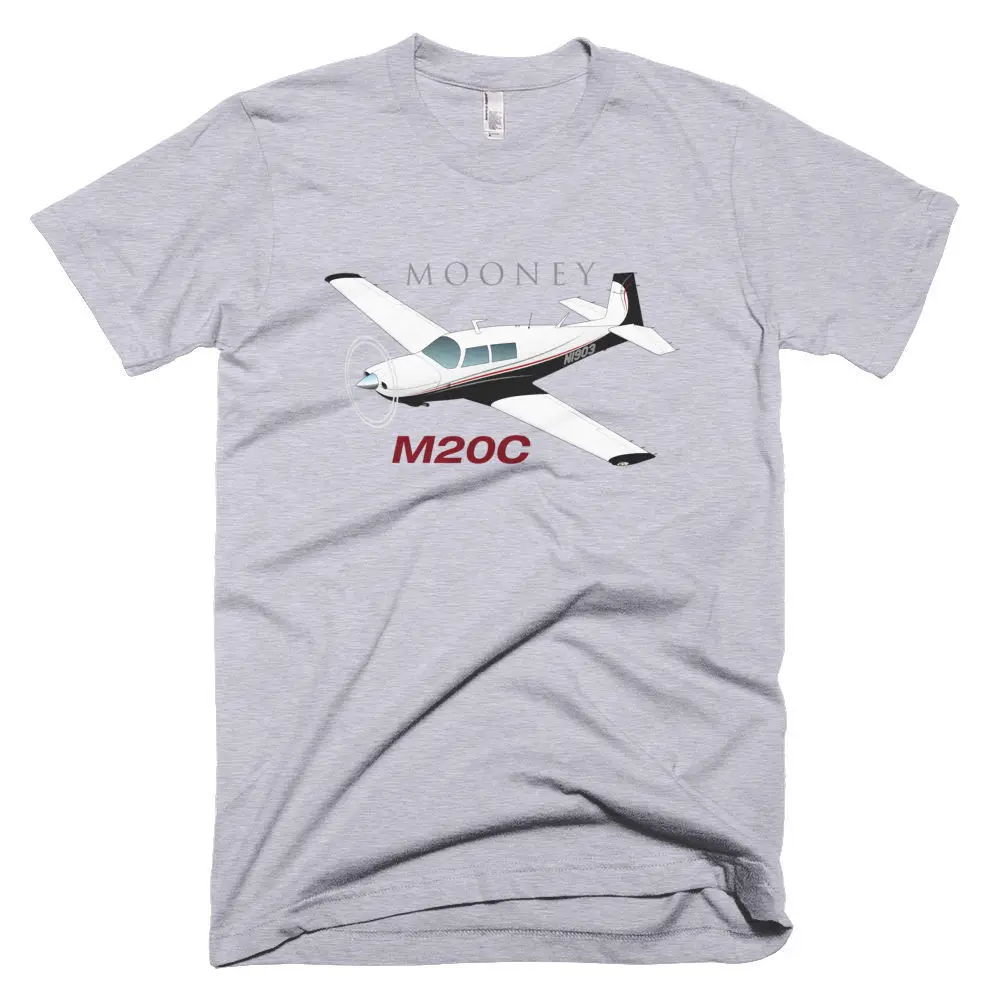 

Мужская летняя футболка из 100% хлопка с принтом и круглым вырезом Mooney M20 / M20C с самолетом-футболка на заказ с N #