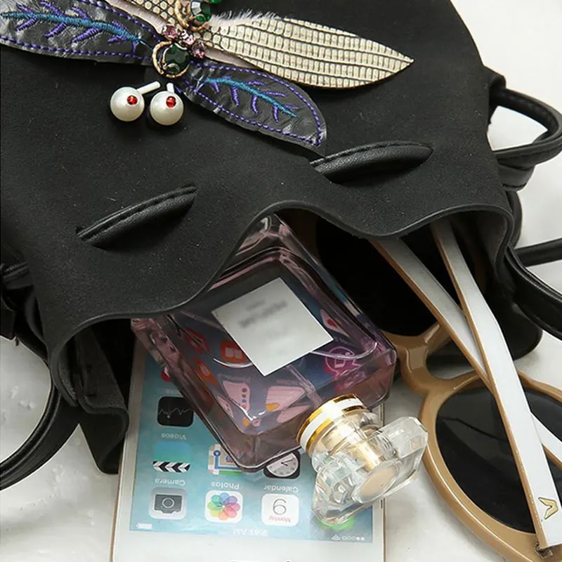 Женская сумка ведро LADSOUL с стрекозой сумки через плечо для женщин женская