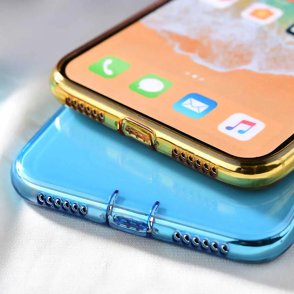 Boucho Cases For iPhone XS MAX XR X Xs Transparent Gradient Phone Case 8 plus 7plus 7 6 6s Plus Soft Silicone Cover |