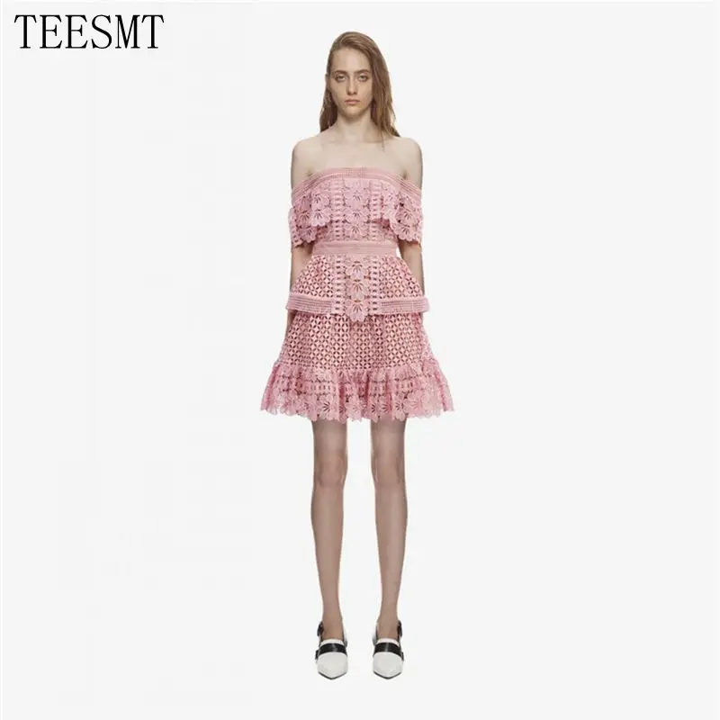 Женское кружевное платье мини с открытыми плечами без бретелек|Женские платья| |