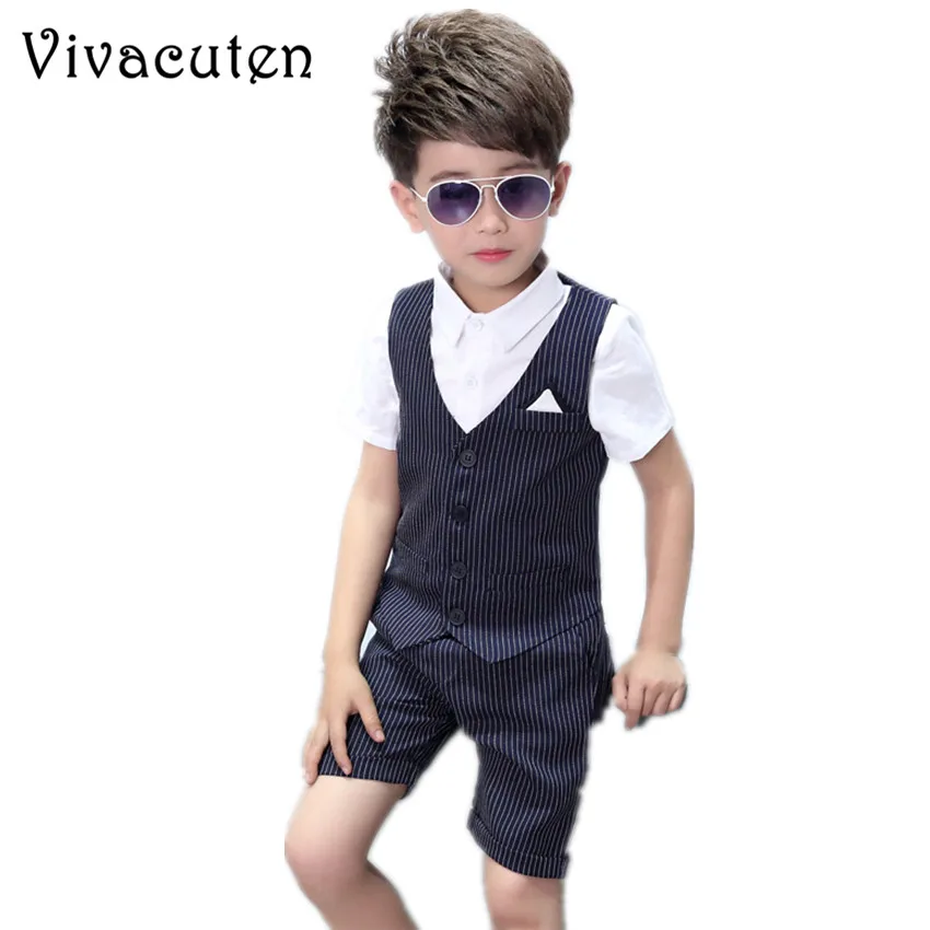 Boys Brand Birthday Clothes Children Tuxedos Wedding Dress Formal Suit Set Waistcoat Vest Pants 2pcs Gentleman Kids F056 |