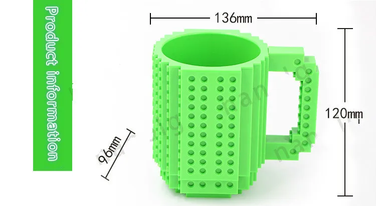 350ml multi-purpose DIY cups can be added to the creative created by building blocks &amp golden shiny mugs | Дом и сад