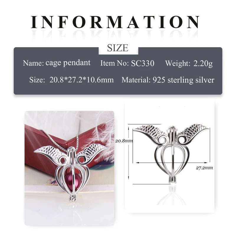 CLUCI романтичная женская подвеска в виде клетки из серебра 925 пробы с ангельским