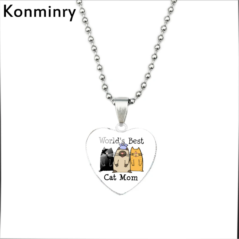 17 Ожерелье в форме сердца Konminry, Лучшая Мама, я люблю тебя, французский стеклянный купольный кулон, серебряные бусы, ожерелье для женщин, подарок на день матери - Окраска металла: 17