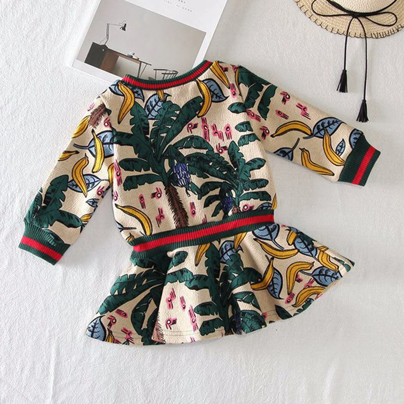 Осеннее платье Детская одежда с длинными рукавами для девочек O Воротник свежий