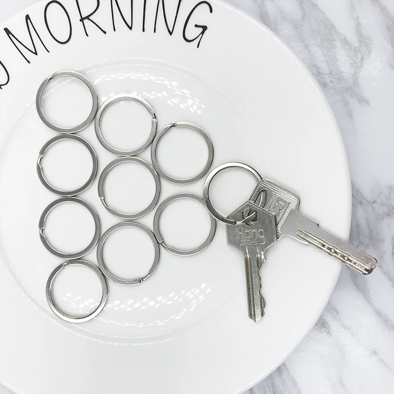 10 шт. 30 мм нержавеющая сталь серебряный цвет никель металл плоская линия Брелок
