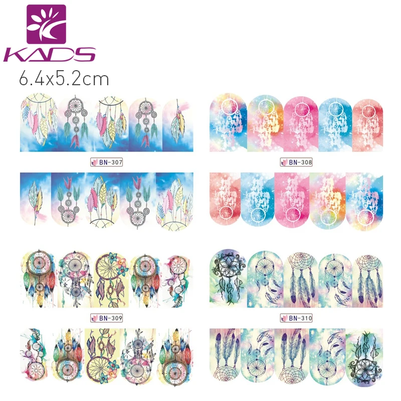 KADS BN301-312 Dreamcatcher Дизайн Красочные Увлекательные Картины Стили Переброски вод Nail Art