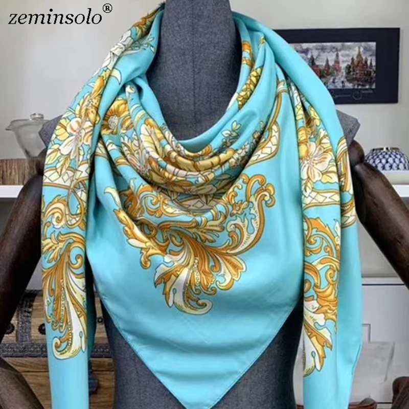 Женский шарф из 100% шелка Большие шали с цветочным принтом квадратный палантин