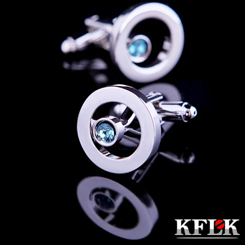 

KFLK Luxury shirt cufflink for mens gift Brand cuff buttons Green Crystal cuff link cheap High Quality abotoadura Jewelry