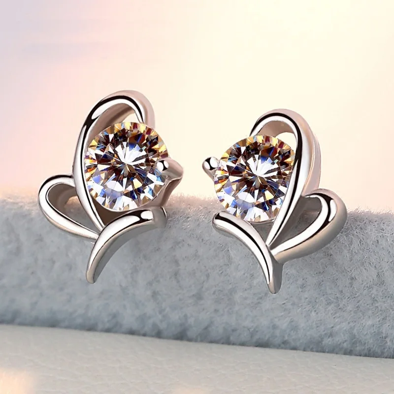 OMHXFC оптовая продажа Европейская мода женский свадебный подарок белый бант циркон 100% Стерлинговое Серебро 925