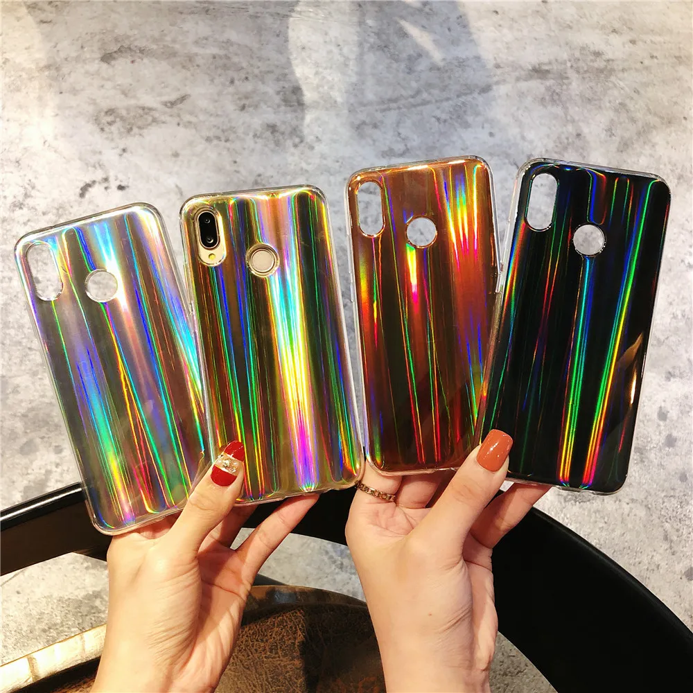 Чехол для Huawei Honor V9 V10 Aurora градиентный цвет сияющий мягкий силиконовый PhoneCase Y5 Y6 Y9