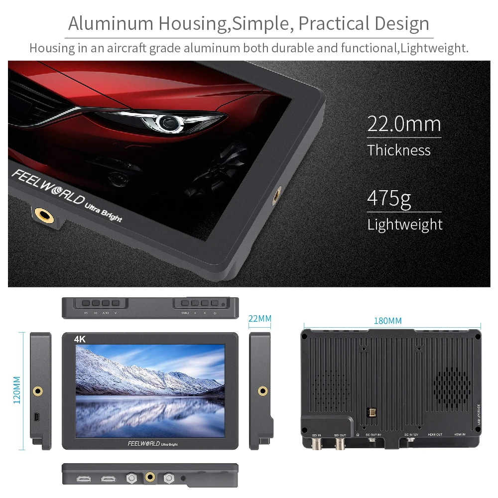 FEELWORLD P7S 7 дюймов 2200nit ультра яркий 3G-SDI на поле камеры DSLR профессиональный монитор
