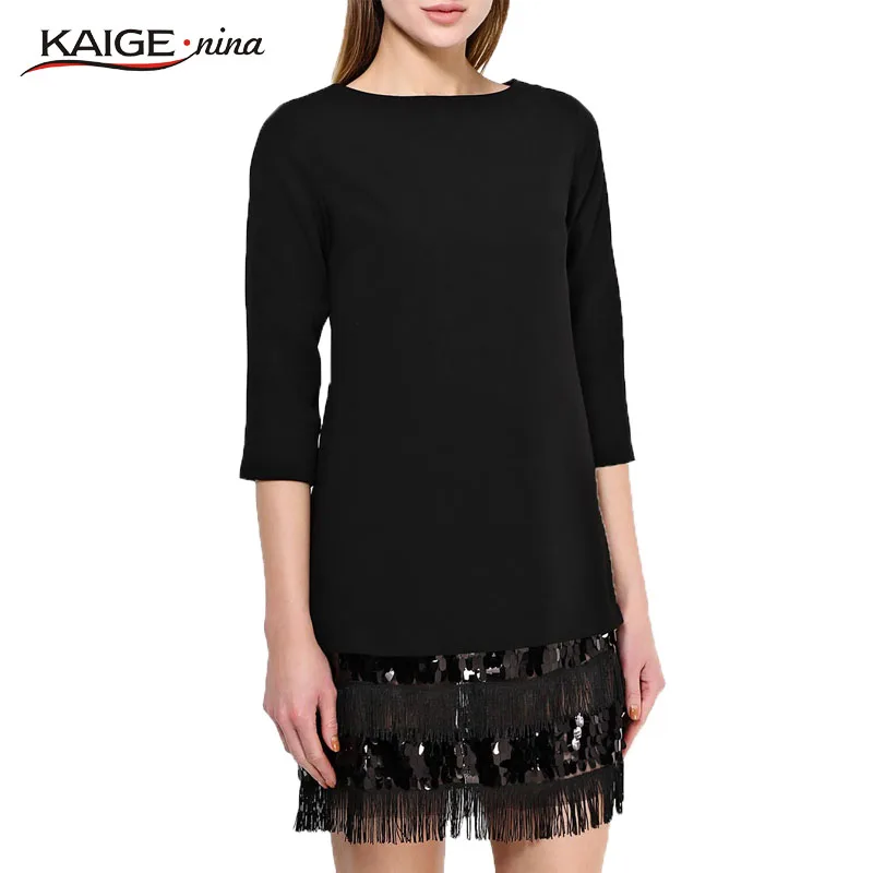 Kaigenina платье с кистями новинка горячая распродажа женщины элегантный черный