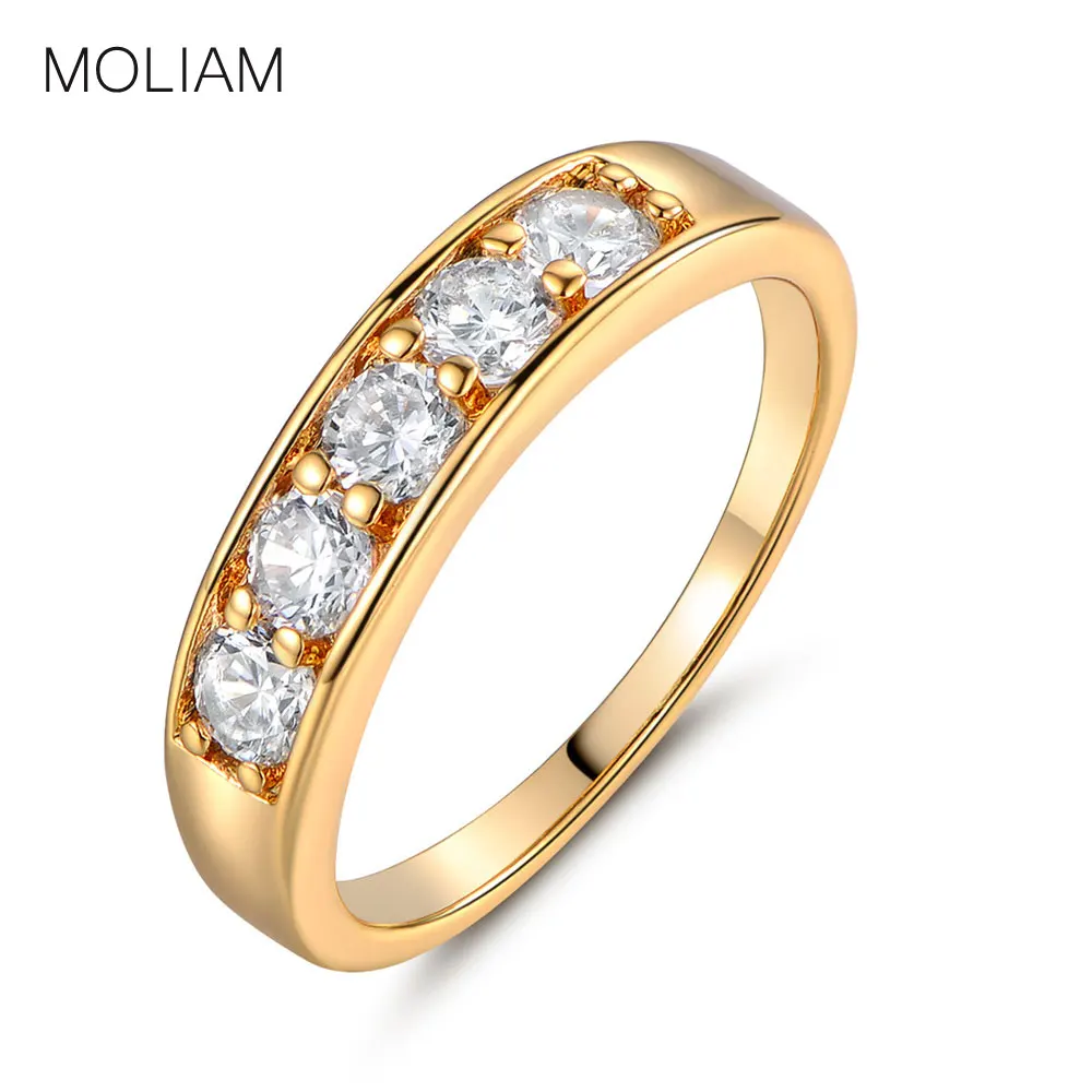 MOLIAM Новые Классические обручальные кольца для женщин Серебряное/золотое круглое