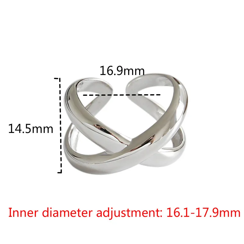 

Flyleaf Double Layer X Letter Open Rings For Women 2020 New Trend 100% 925 Sterling Silver INS Simple Style Fasion Jewellery
