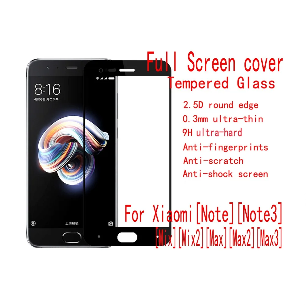 5 шт./лот fenghemei полное покрытие Экран закаленное Стекло для Xiaomi mi Note Note3 x x2 Max Max2 Max3
