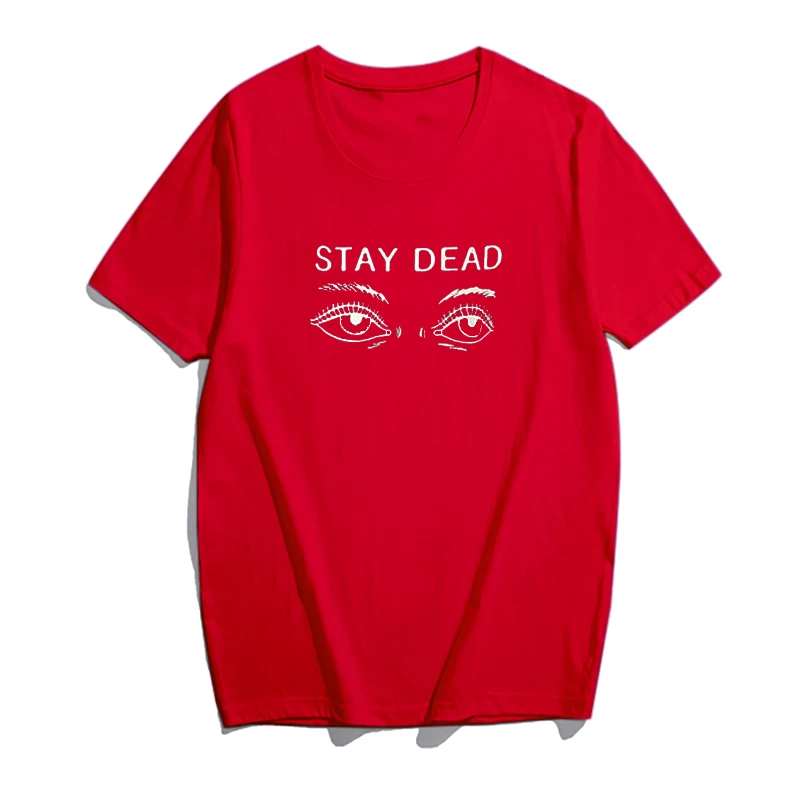 Женская футболка 2018 летняя новая модная с принтом stay dead и круглым