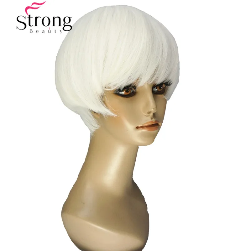 StrongBeauty короткий мягкий белый блондин парик тепла freindy Синтетический Полный парик для женщин