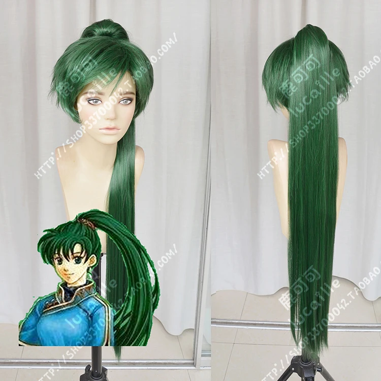 Парик для косплея игровой эмблемы огня Lyn длиной 100 см зеленые черные