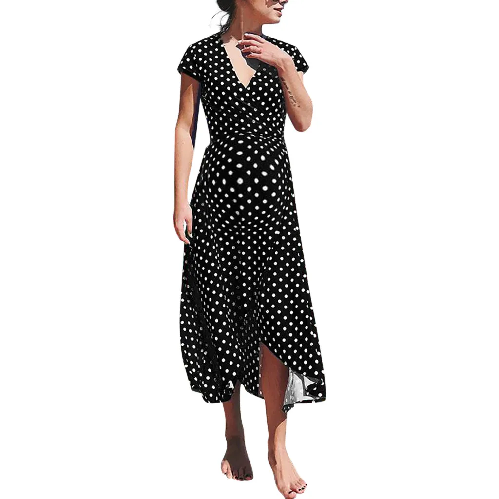 Женские платья для беременных модное сексуальное платье в горошек с v образным