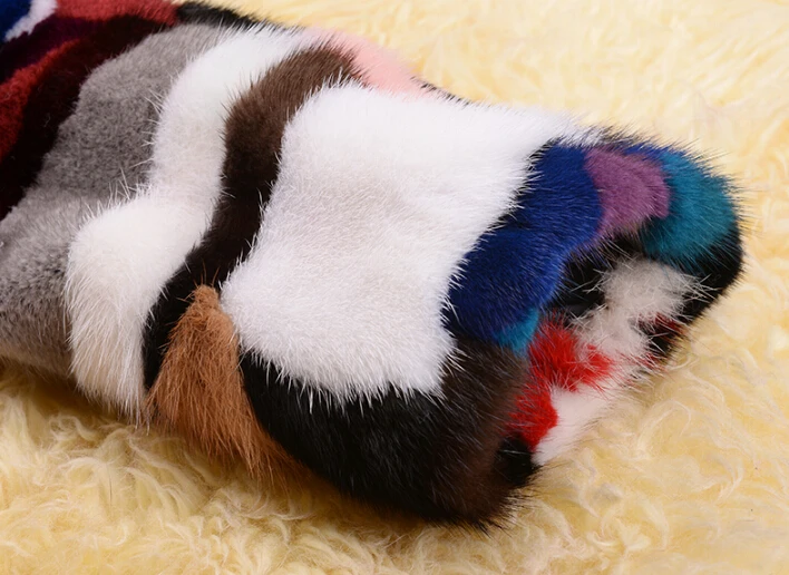 Натуральный мех норки красочное длинное Норковое меховое пальто женское ручной