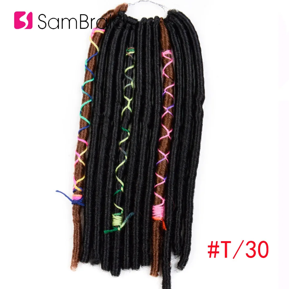 Sambraid 14 дюймов 12 прядей/упаковка искусственные локоны в стиле Crochet волосы синтетические волосы для наращивания мягкие дреды вязанные крючком волосы для женщин - Цвет: T1B/30