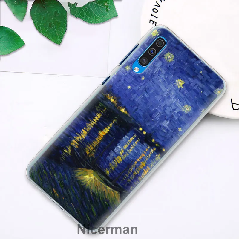 В стиле звездной ночи Ван Гога чехол s крышка для samsung Galaxy A30 A50 A70 A80 M10 M30 A7 A6 A8+ A9 ПК Жесткий Чехол Для Телефона