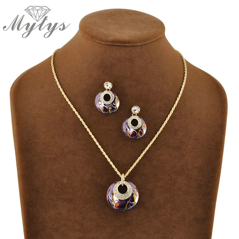 Винтажный комплект ювелирных изделий Mytys в стиле ретро серьги и ожерелье