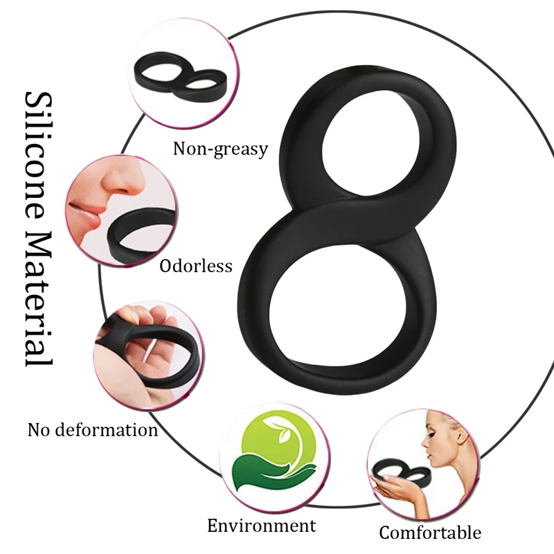 Устройство двойное кольцо для пениса задержки времени Силиконовое мяч мужской