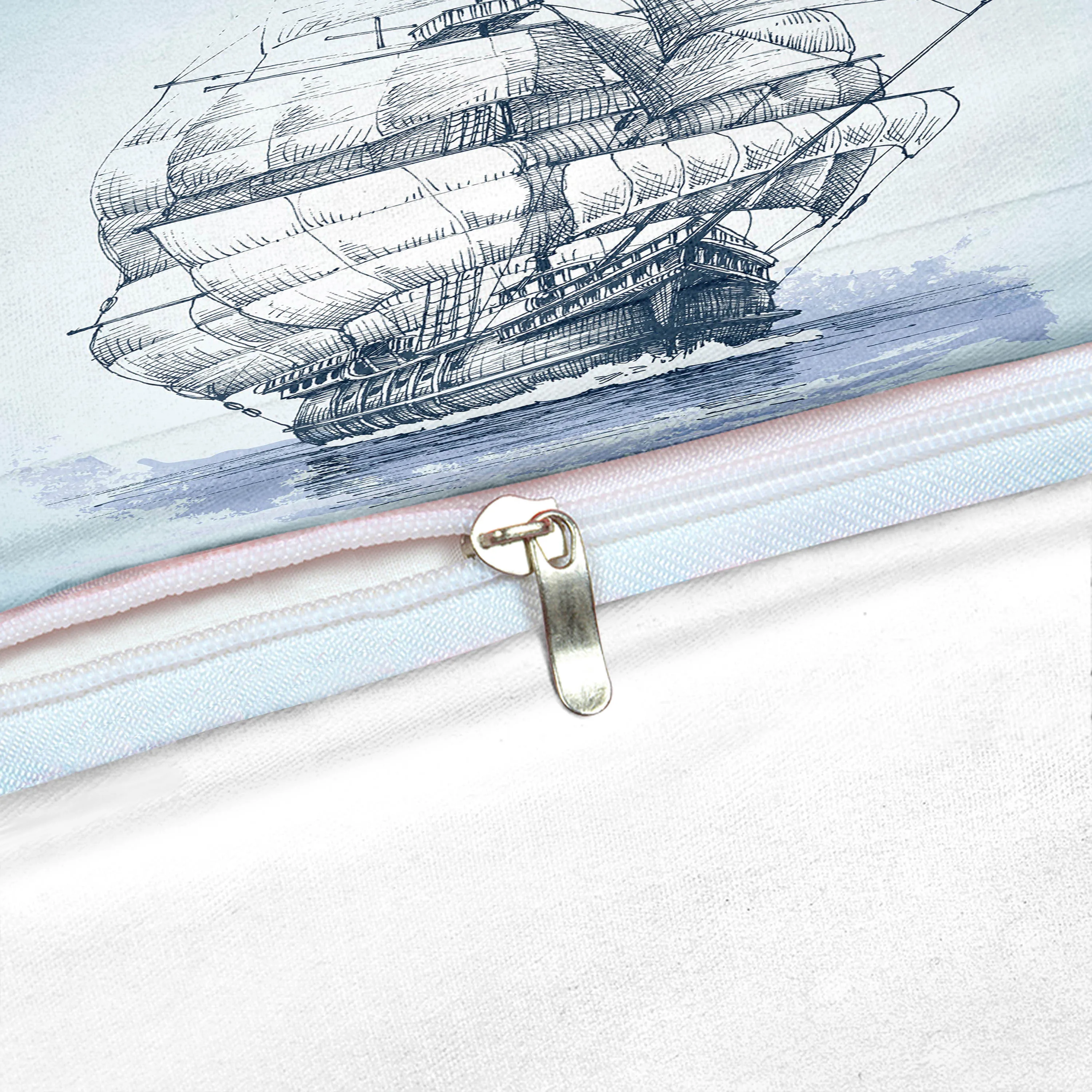 Комплект постельного белья с изображением парусника королевский комплект