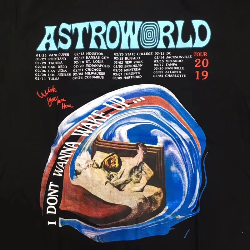 Лето 2019 футболка I't Want Wake Up tour Astroworld для мужчин и женщин 1:1 лучшее качество